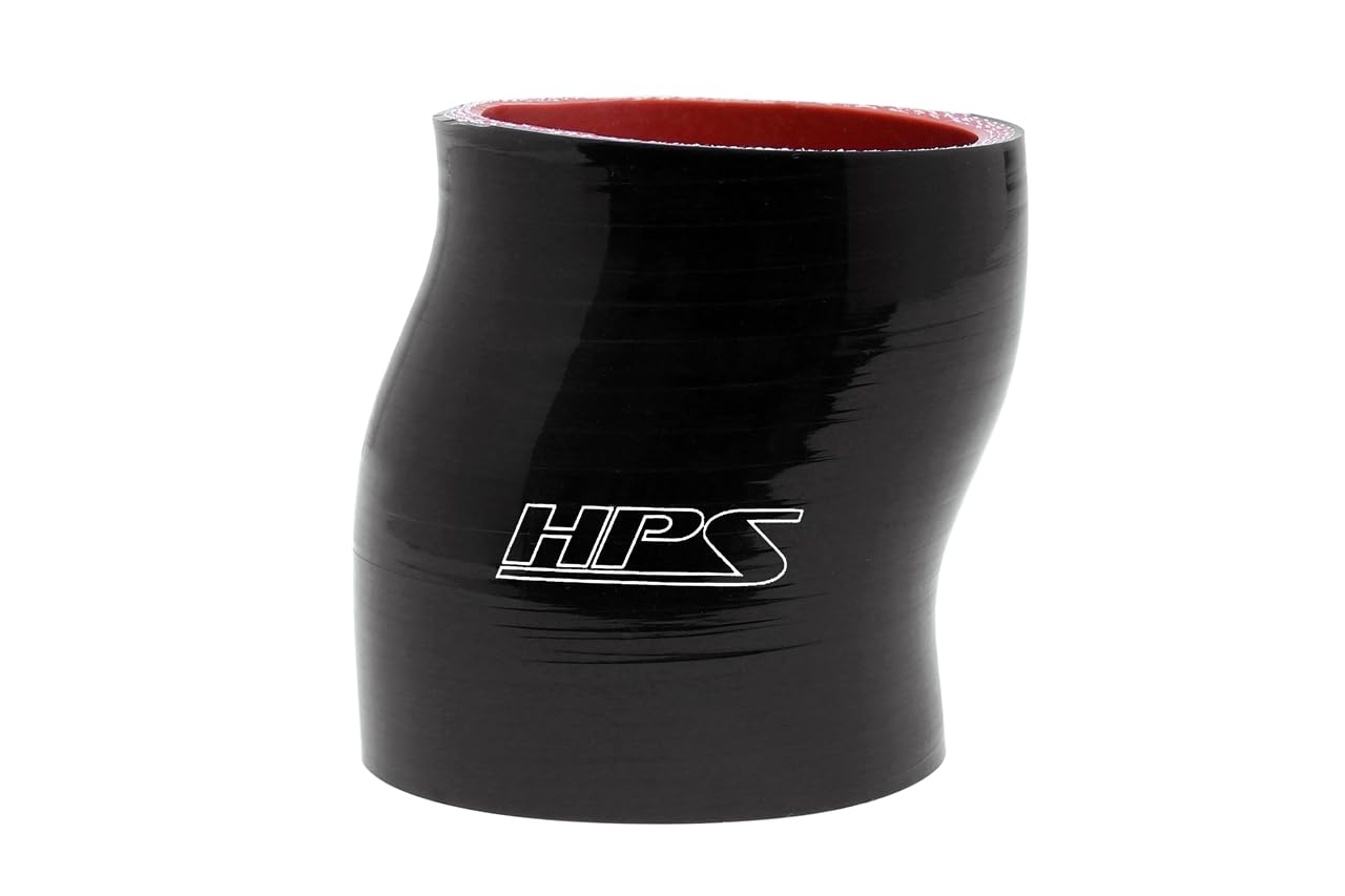 HPS HTSOC-312-L4-BLK 4-ply High Temperature Polyester Silicone Offset Coupler Hose,3-1/8" ID, 5 mm Wall Thickness, 4" Length, Black