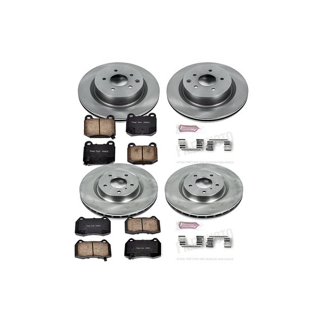 Power Stop KOE4488 Replacement Brake Kit-OE Front and Rear Brake Rotors & Ceramic Pads For INFINITI G35 2003-2004, Nissan 350Z 2003-2008 [Model Specific]
