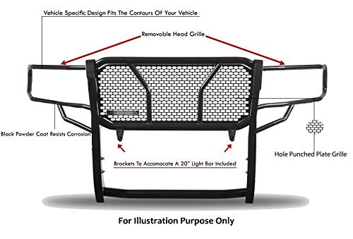 Heavy Duty Black Horse Rugged Grille Brush Bumper Guard Modular Black Compatible with 2007-2020 Toyota Tundra|2008-2022 Toyota Sequoia-RU-TOTU07-B