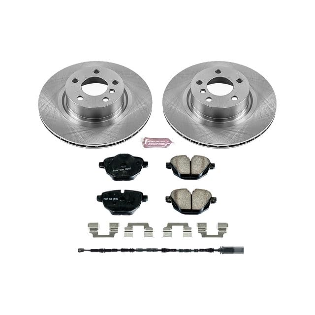 Power Stop Autospecialty KOE6040 Rear Replacement Brake Kit-OE Brake Rotors & Ceramic Brake Pads and 1 Rear Sensor Wire For BMW X3 2011-2017, BMW X4 2015-2018 [Model Specific]