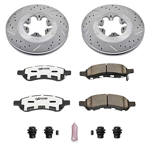 Power Stop K5405-26 Z26 Carbon Fiber Brake Pads Front with Drilled & Slotted Brake Rotors Kit For Chevrolet Colorado 2009-2012, GMC Canyon 2009-2012 [Model Specific]