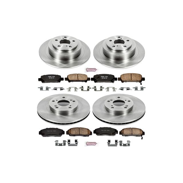 POWERSTOP Front and Rear KOE2557 Autospecialty Brake Kit Replacement Brake Rotors and Ceramic Brake Pads For 2003-2007 Accord Coupe V6 with Automatic Trans | Accord Sedan 6 Cylinder Gas Models