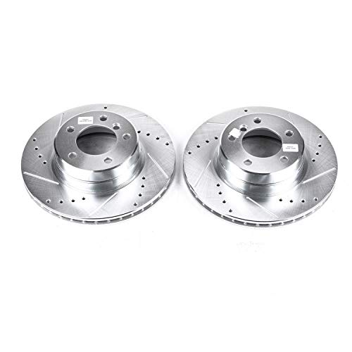 Power Stop Front EBR841XPR Drilled & Slotted Rotor Pair For BMW 525i 2004-2007 [Model Specific] Evolution