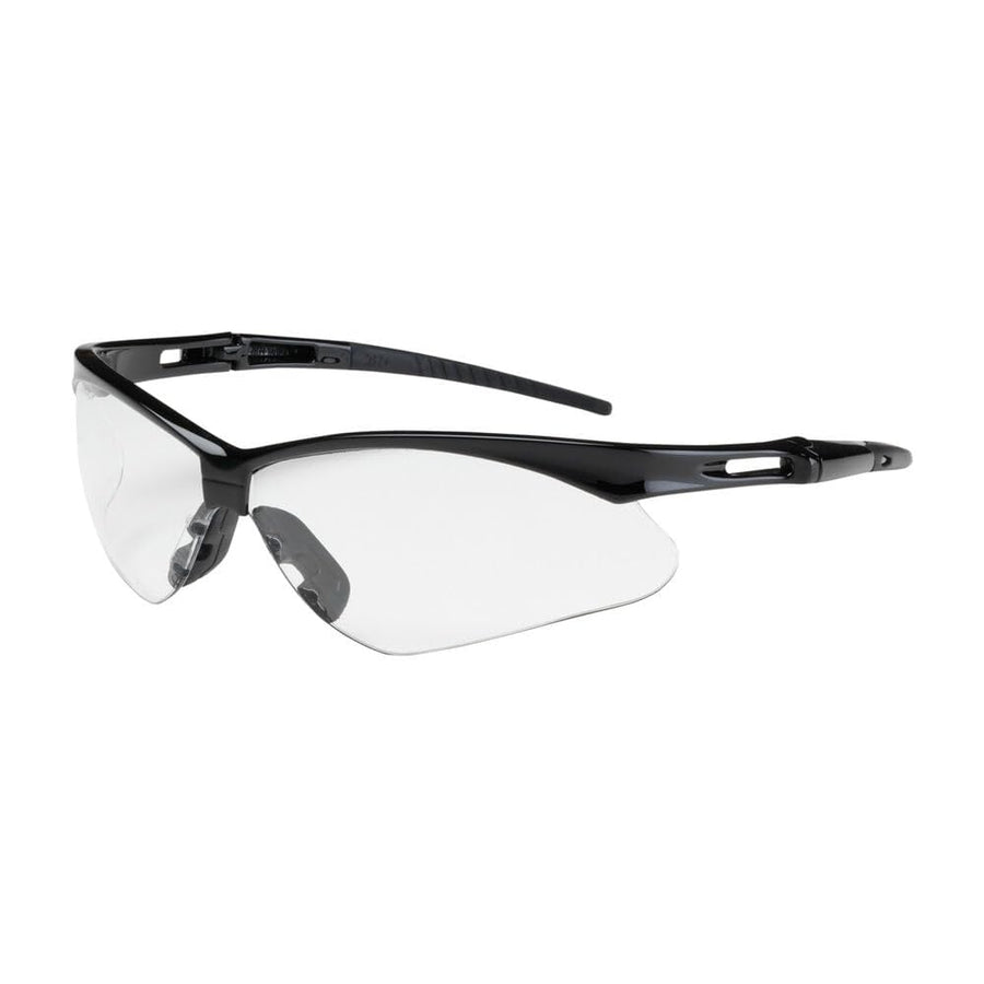 Protective Industrial Products Semi-Rimless Anser Safety Glasses with Black Frame Clear Lens and Anti-Scratch and Anti-Fog Including Neck Cord