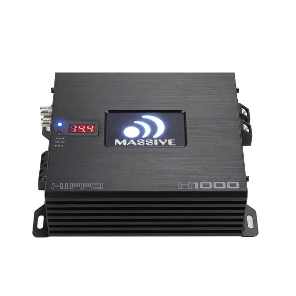 Hippo Series Massive Audio H1000 | 1050 Watt RMS / 2100w Max 1 Ohm Stable Mono Block High Performance Amplifier with Bass Remote