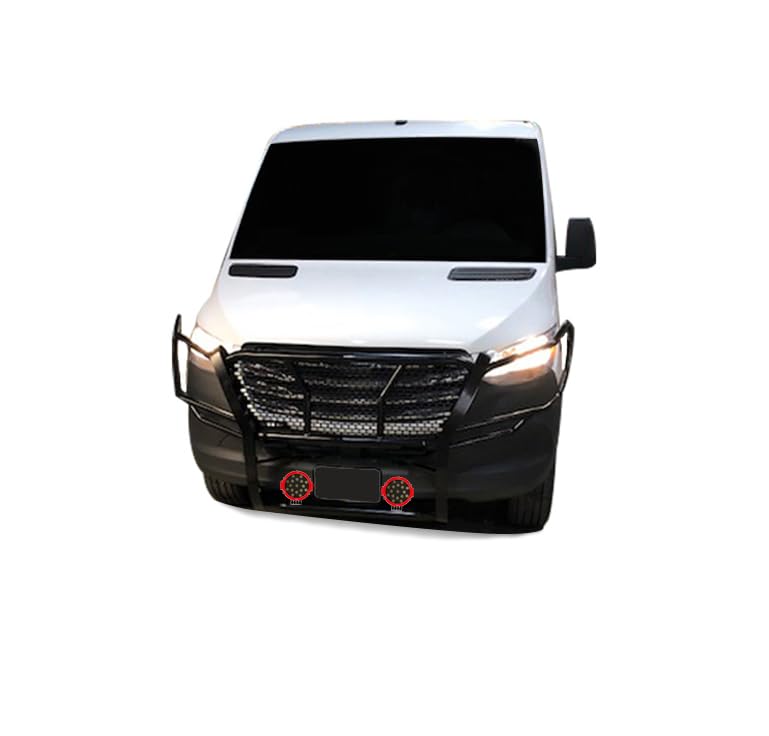 RUGGED HD Black Horse Grille Brush Bumper Guard Modular Black Come With pair of 7.0"LED Lights Compatible with 2007-2009 Dodge sprinter 2500/3500|07-16 Freightliner sprinter 2500/3500-RU-DOSP07-B-PLR
