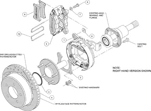WILWOOD 140-13733-DR Park Brake Kit DPL P/S, Drilled, Red Big Ford 2.00" Off, Bronco 5 x 5.50