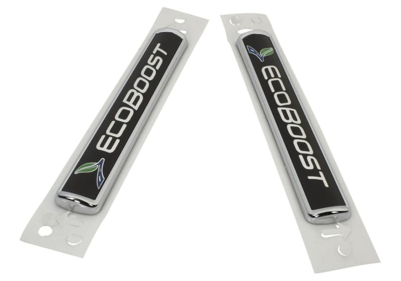 EcoBoost Ford Racing Black/Silver Emblem 3-1/2in x 9/16in - Set of 2