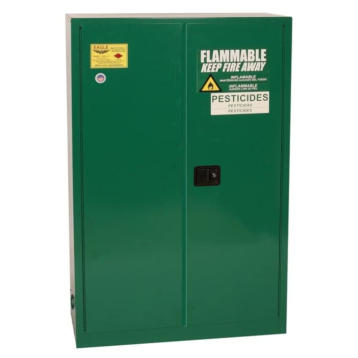 Pesticide Safety Cabinet, 45 Gallon, 2 Shelf, 2 Door, Self Close, Green - PEST4510X
