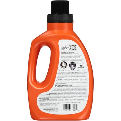 Fast Orange 22340 Grease Fast Orange Mechanic's Laundry Detergent Liquid, 40 Fl. Oz. Stains, Soils & Odor Eliminator for Clothes, Heavy Duty Formula & Degreaser to Deep Clean Active Wear Clothing