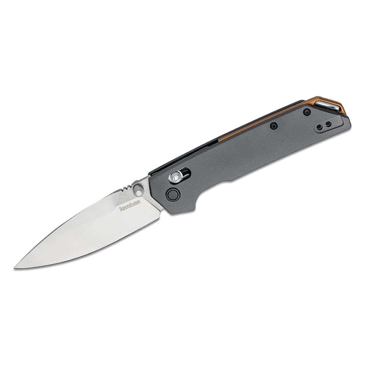 Iridium Kershaw Folding Pocket Knife, 3.4 inch D2 Steel Blade, DuraLock Locking Mechanism, Grey Aluminum Handle, Pocketclip