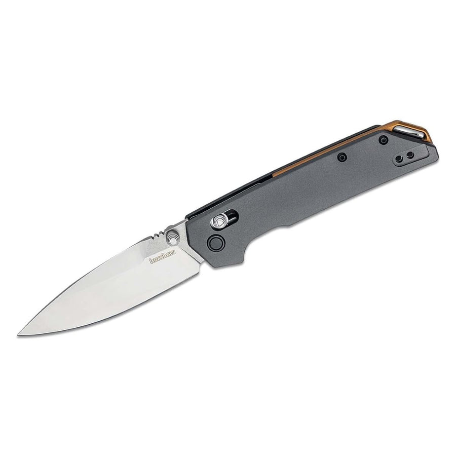 Iridium Kershaw Folding Pocket Knife, 3.4 inch D2 Steel Blade, DuraLock Locking Mechanism, Grey Aluminum Handle, Pocketclip