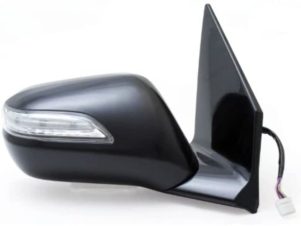 Fit System 63037H Mirror Passenger Side for Acura MDX, w/o Power liftgate, Black PTM, w/Turn Signal & Memory, Blue Lens, Foldaway, Heated Power