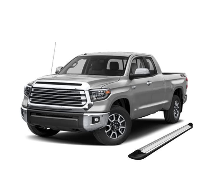 Silver Black Horse Aluminum Transporter Running Boards Compatible with 2007-2021 Toyota Tundra