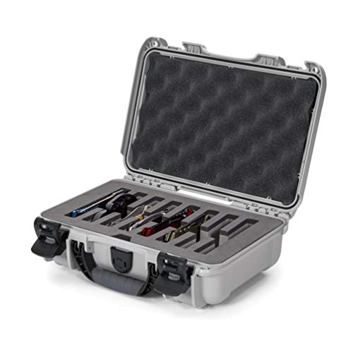 Waterproof Nanuk 909 Hard Case with Custom Foam Insert for 8 Pocket Knives - Silver