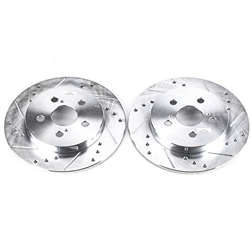 Power Stop Rear Drilled & Slotted Rotor Pair For CT200h, Pontiac Vibe, Corolla, Matrix, Prius, Prius AWD-e, Prius Plug-In, Prius Prime [Model Specific] JBR1362XPR