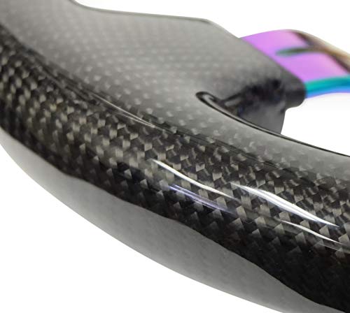 Carbon Fiber NRG Steering Wheel (350mm / 1.5in. Deep) Neochrome 3-Spoke Design w/Slit Cuts
