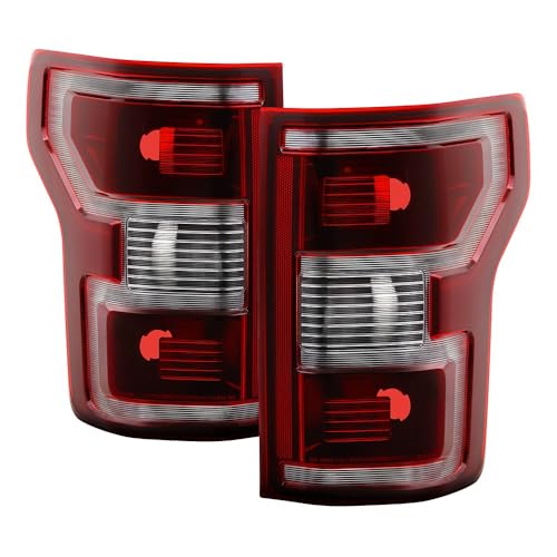 Ford F150 18-20 Spyder (POE) Halogen Tail Light - Signal-3157(Not Included) ; Reverse-3157(Not Included) ; Brake-3157(Not Included) - Set Dark Red/Smoke (No Blindsport)