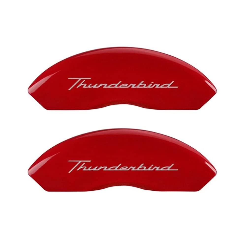 MGP 10086STDBRD Caliper Covers Red Brake Covers Engraved with Silver Tbird (Set of 4)