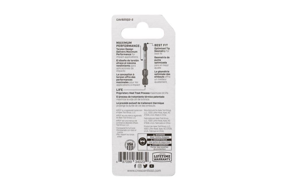 Bit, Apex Vortex, 2", Sq2, 2Pk (CAVB2SQ2-2)