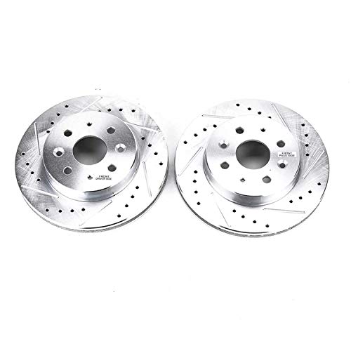 Power Stop Front JBR1514XPR Evolution Performance Drilled, Slotted & Plated Brake Rotor Pair For Kia Rio 2003-2005 [Model Specific]