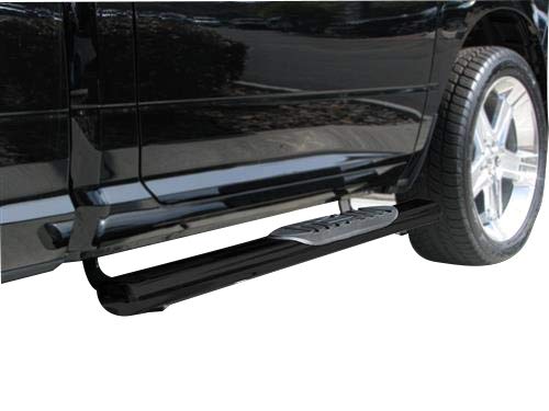 Ford F-150 Nerf Bar Fits Standard Cab 2015-2026 Straight 5 Inch Oval Black Powder Coated Steel Side Steps with Slip-Resistant Step Pads Rocker Panel Mount Set of 2 Running Boards TrailFX A7040B