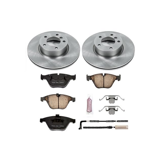 Power Stop Autospecialty KOE4678 Front Replacement Brake Kit-OE Brake Rotors & Ceramic Brake Pads and 1 Front Sensor Wire