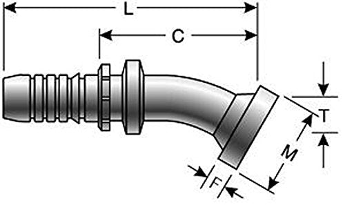 GlobalSpiral Couplings Gates 12GS-16FLH22M, Code 62 O-Ring Flange Heavy, Zinc Plated Carbon Steel, 5.43", 22 1/2° Bent Tube, 3/4" ID