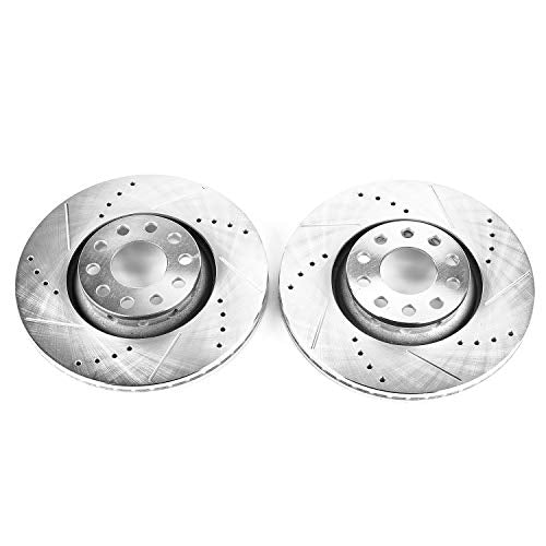 Power Stop Front EBR499XPR Drilled & Slotted Rotor Pair For Audi A4, Audi A4 Quattro, Audi A6, Audi A6 Quattro, Audi A8, Audi A8 Quattro [Model Specific]