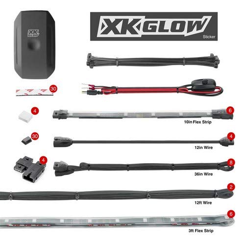 XKGLOW XK-Boat-ADV 6x10 Flex Strips + 6x36 Strips Million Color XKCHROME Smartphone App Controlled Boat Marine Kit