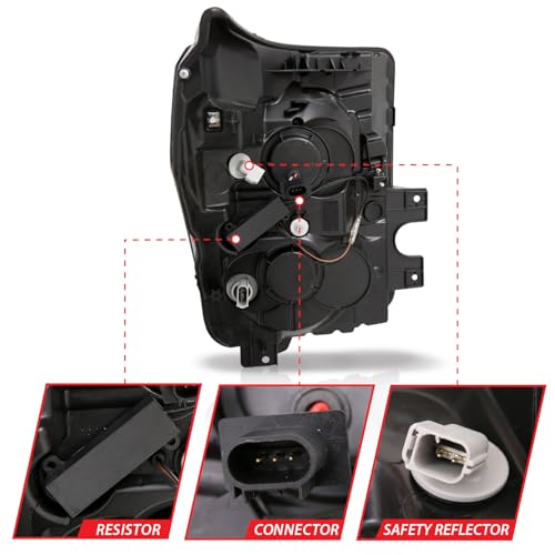 FORD SUPER DUTY ANZO USA 111406 11-16 PROJECTOR PLANK STYLE SWITCHBACK HEADLIGHTS BLACK