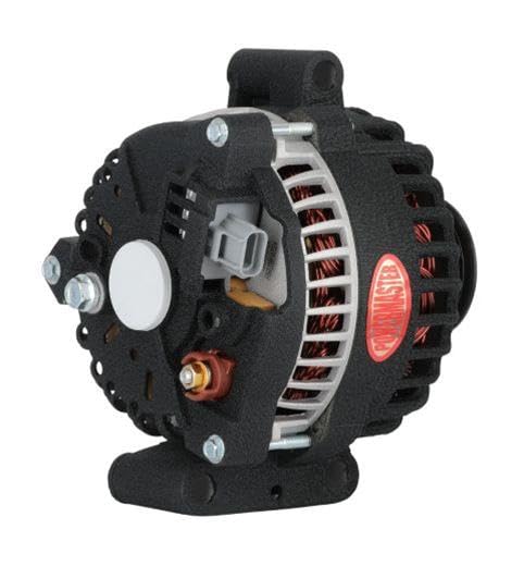 Alt Powermaster Ford 6G Black Wrinkle 200A Pulley-Clocked @ 11:00 8 Groove