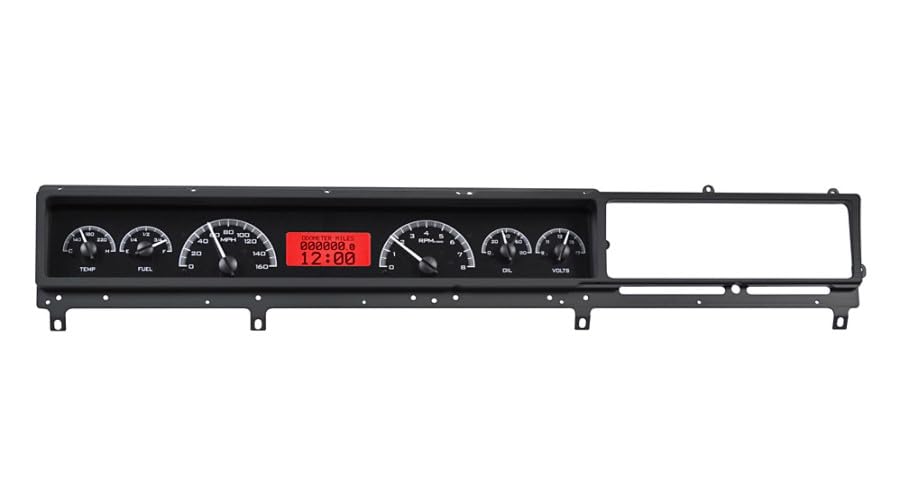 Dakota Digital VHX-66F-FAR-K-R Dash Gauge System Compatible with 1966 67 Ford Fairlane Car Black Alloy Red