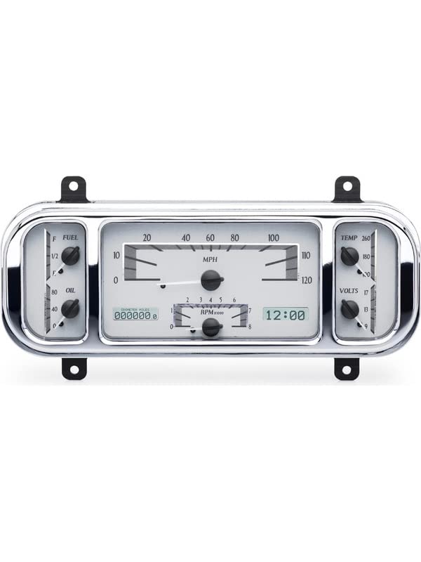 Digital Dakota 37 38 Chevy Car Analog Dash Gauge System Silver Alloy White VHX-37C-S-W
