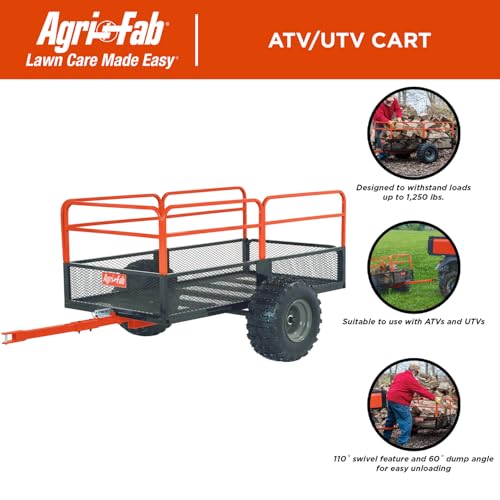 1,250-Pound Agri-Fab Inc ATV/UTV Swivel Steel Dump Cart, Orange/Black