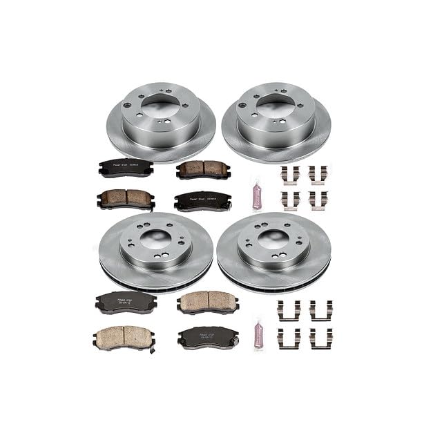 POWERSTOP Autospecialty KOE683 Front and Rear Replacement Brake Kit-OE Brake Rotors & Ceramic Brake Pads For Chrysler Sebring, Dodge Avenger, Eagle Talon, Mitsubishi Eclipse [Model Specific]