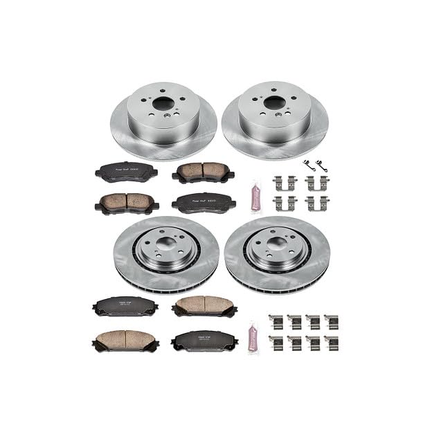 Power Stop Brake Kit For 2008 2009 2010 2011 2012 2013 Toyota Highlander Front and Rear Autospecialty OE Replacement Rotors and Z16 Ceramic Brake Pads KOE4129