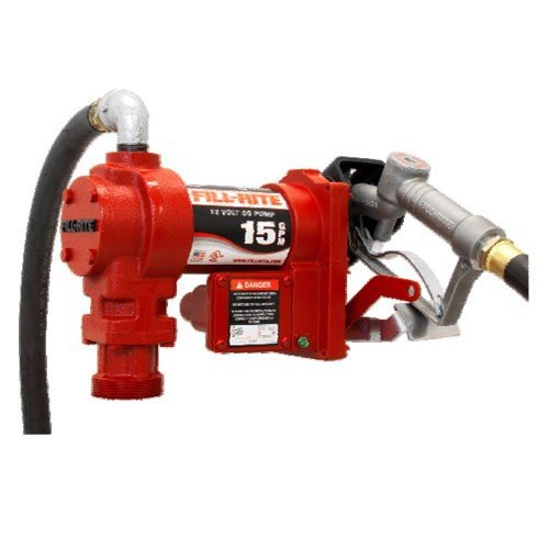 Fill-Rite 12V DC Pump FR1210GEA, Suction Pipe, 3/4"x12' Hose, 3/4" Automatic Nozzle - All NPT Threads