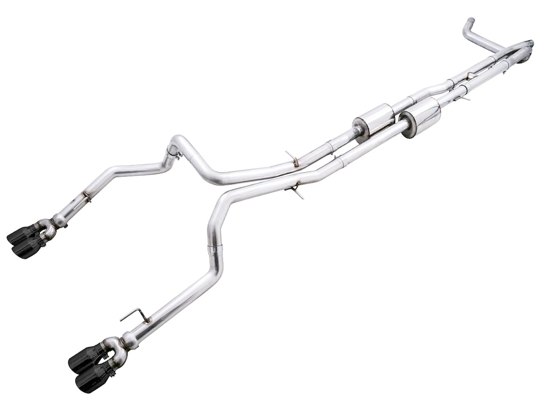 4th Gen AWE Tuning GM 1500 6.2L 0FG Catback Split Rear Exit (w/Bumper Cutouts) - Quad Diamond Tips - 3015-43204