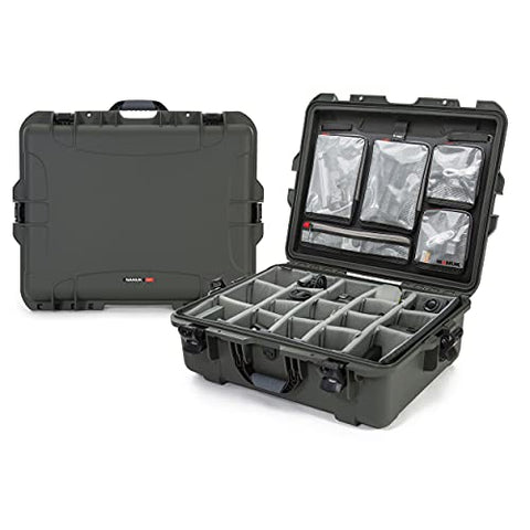 Waterproof Nanuk 945 Hard Case with Lid Organizer and Padded Divider - Olive
