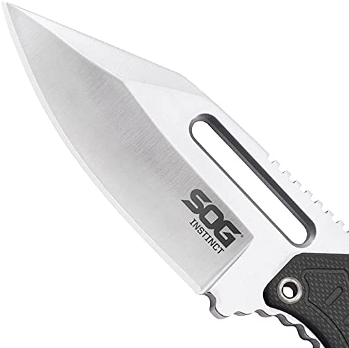 SOG Instinct Boot Knife - Small Fixed Blade Knife, EDC Knife, Neck Knife, 2.3 Inch Full Tang Blade w/ Knife Sheath and Clip, 4in. x 1in. x 8.5in. (NB1012-CP), Black