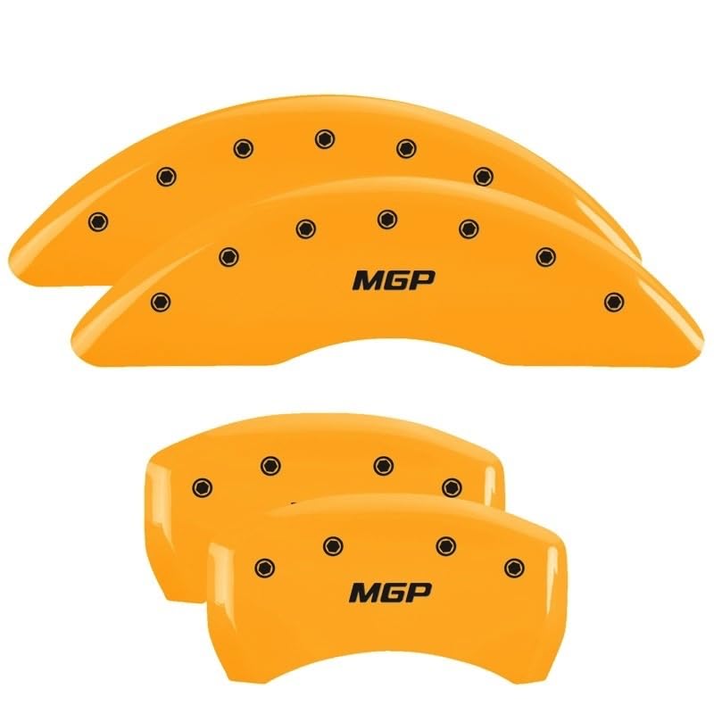 MGP Yellow Powder Coat Finish Caliper Covers 25146SMGPYL, Black Characters, Set of 4