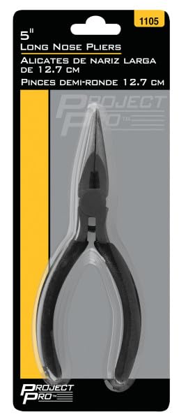 5-Inch Performance Tool Long Nose Pliers - Heat Treated Alloy Steel, Cushion Grip Handles, Hardened Wire Cutter