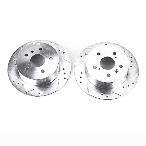 Power Stop Rear JBR1145XPR Drilled & Slotted Rotor Pair For Lexus ES350 2007-2012, Toyota Avalon 2008-2012, Toyota Camry 2007-2011 [Model Specific]