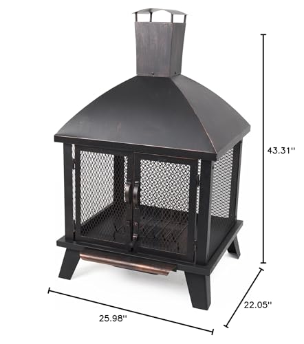 GHP Group Pleasant Hearth OFW577HC Stratford House Wood Burning Fire Pit