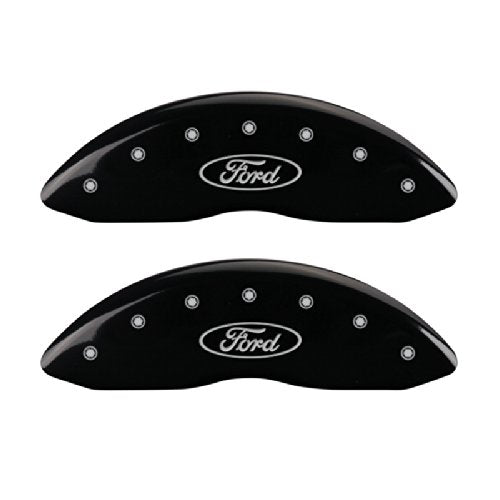 Black MGP Caliper Covers 10120SFRDBK Engraved with Silver Ford Oval (Set of 4)