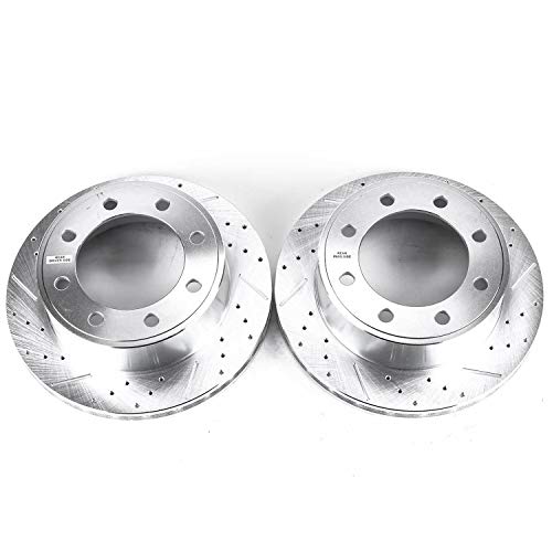 Power Stop Rear AR8578XPR Drilled & Slotted Rotor Pair For E-, E-250, E-250 Econol, E-250 Econol, E-350 Club Wagon, E-350 Econoline, E-350 Econoline Club Wagon, E-350 Super Duty [Model Specific]