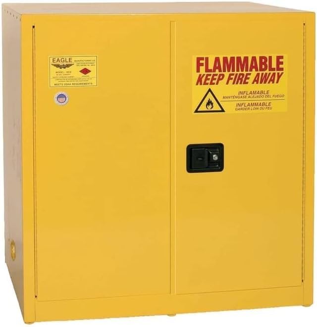 1 Shelf, 60 Gallon, 2 Door, Self Close, Flammable Liquid Cabinet, WorkBench, Yellow - 6410X