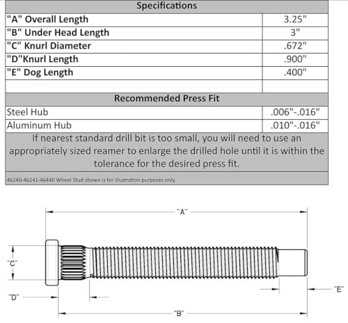 Wheel Studs Moroso 46141, 5/8-18 x 3" Length, Pack of 100