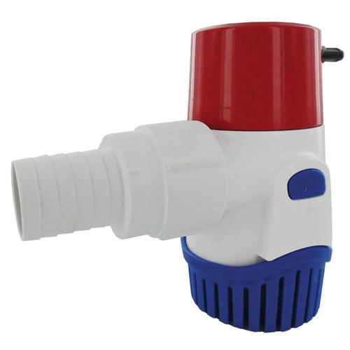 Automatic Rule 12V Bilge Pump - Fully Submersible - 1100GPH Output - Easy Clean Strainer - Low Power Use - Check Valve & Thermal Cut-Off - Ideal for Boats -107mm x 64mm x 74mm
